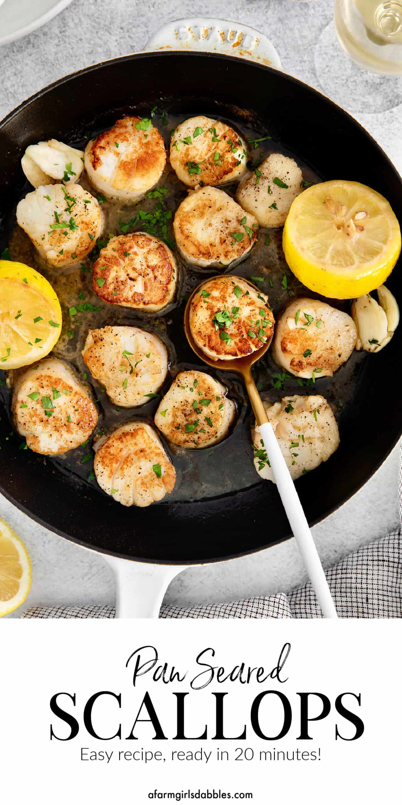Pinterest image for seared scallops