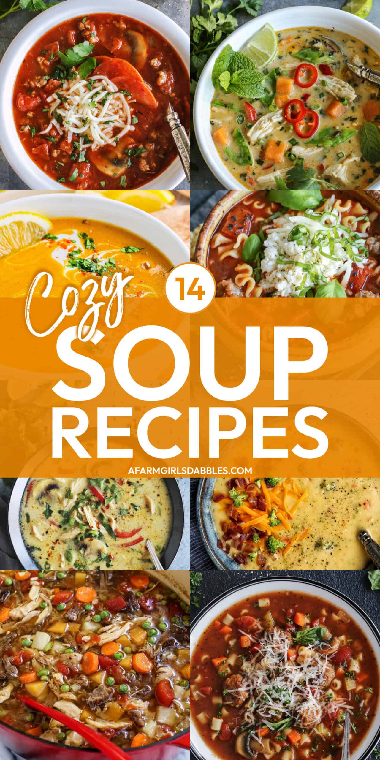 Pinterest image for 14 cozy soup recipes