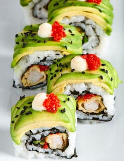 Pinterest image for dragon roll sushi