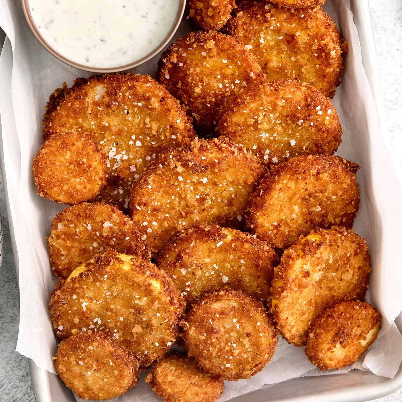 Overhead view of fried squash