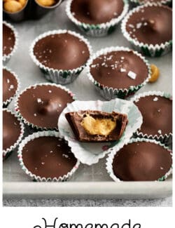 Pinterest image for homemade peanut butter cups