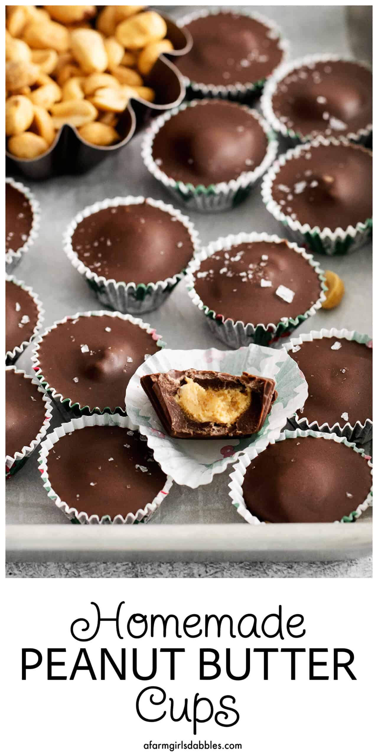 Pinterest image for homemade peanut butter cups