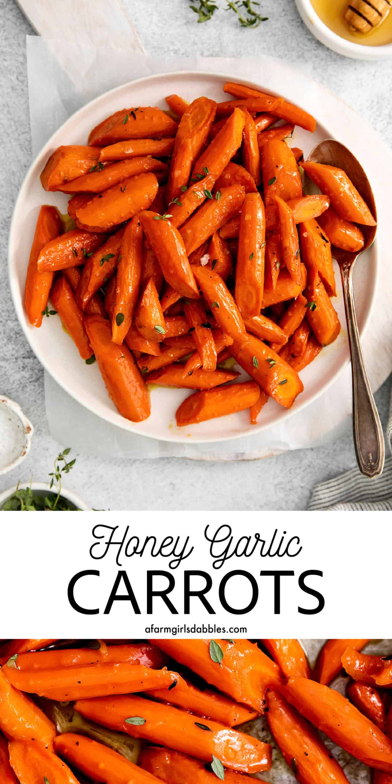 Pinterest image for honey garlic carrots