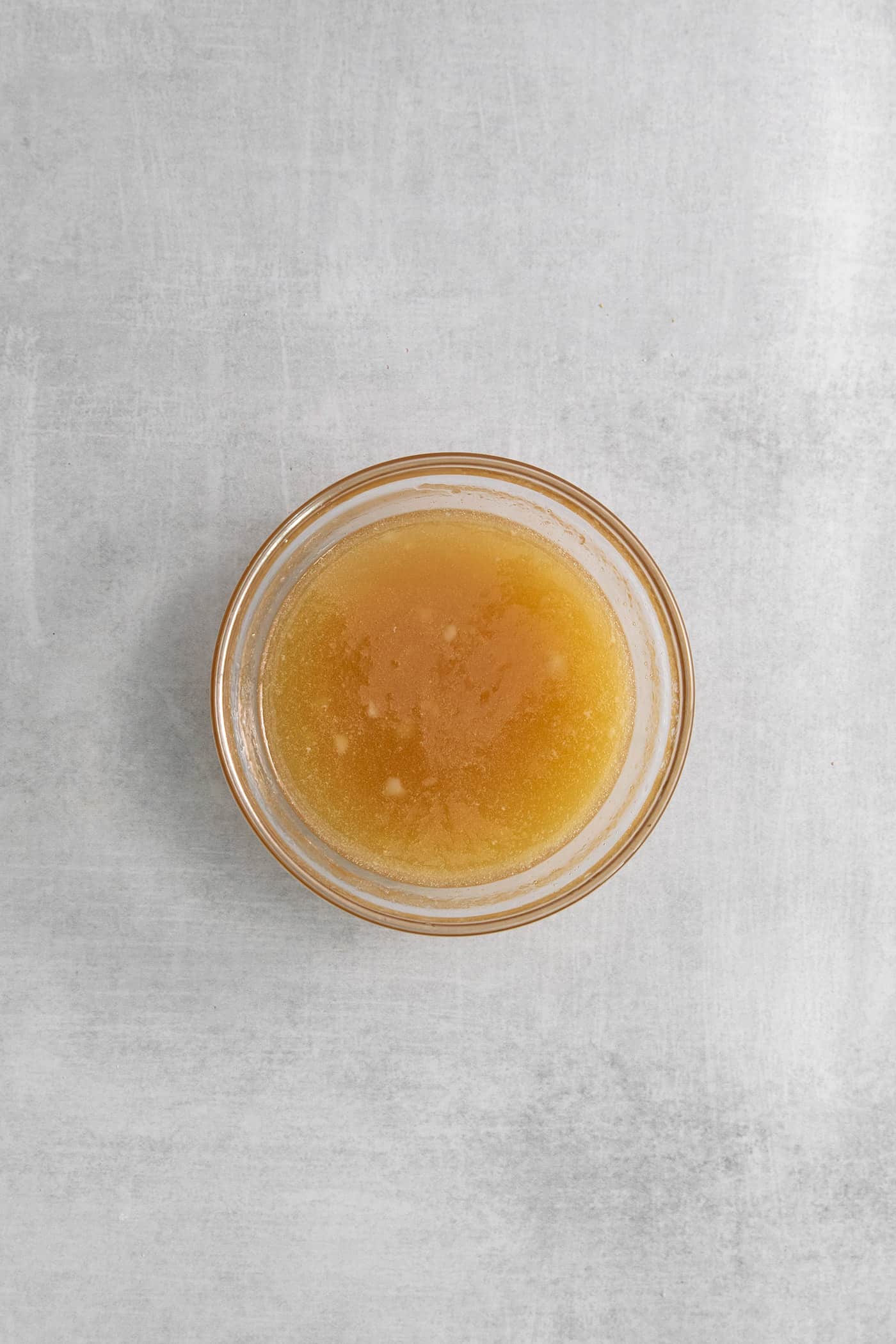 Overhead view of honey garlic butter
