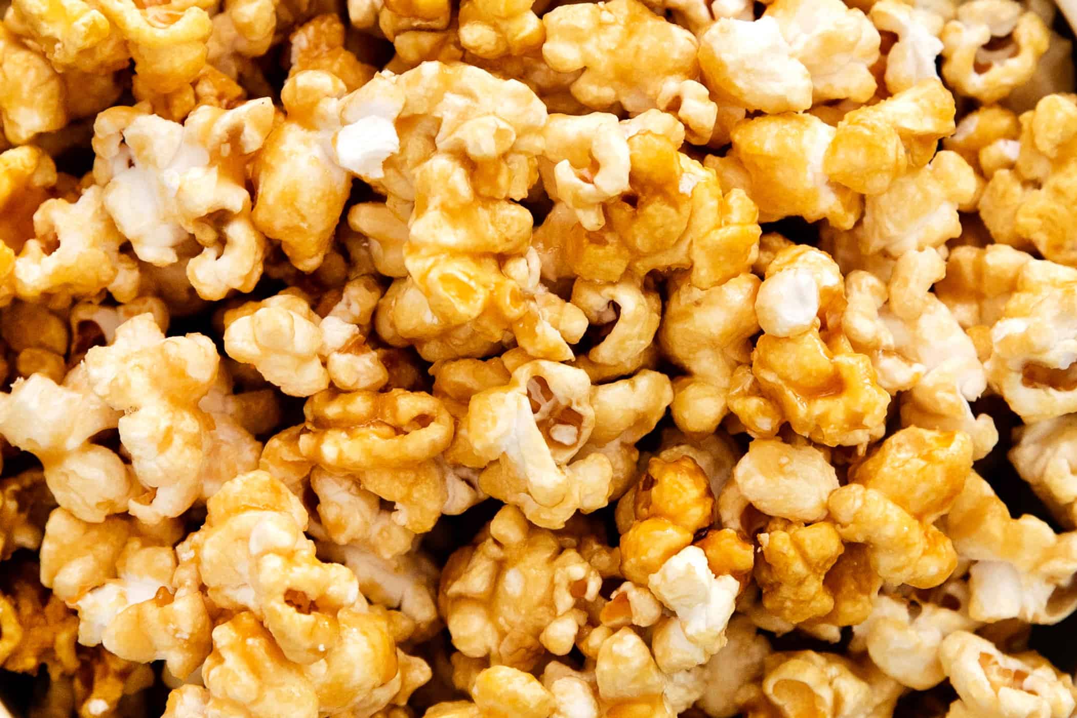 close-up photo of caramel popped corn