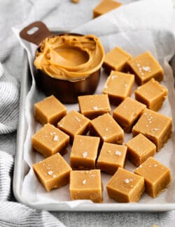 Overhead view of pieces of homemade fudge