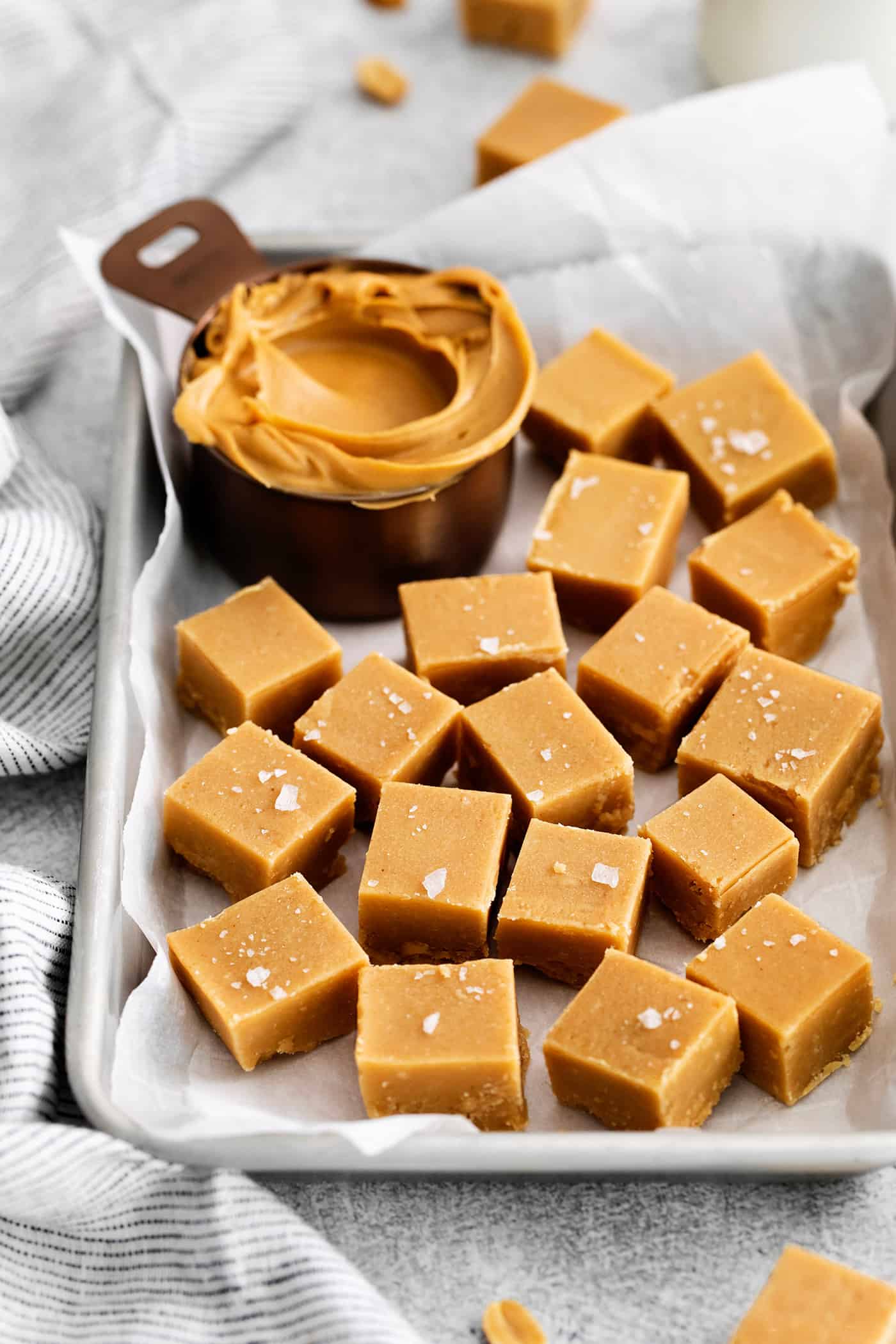 Overhead view of pieces of homemade fudge