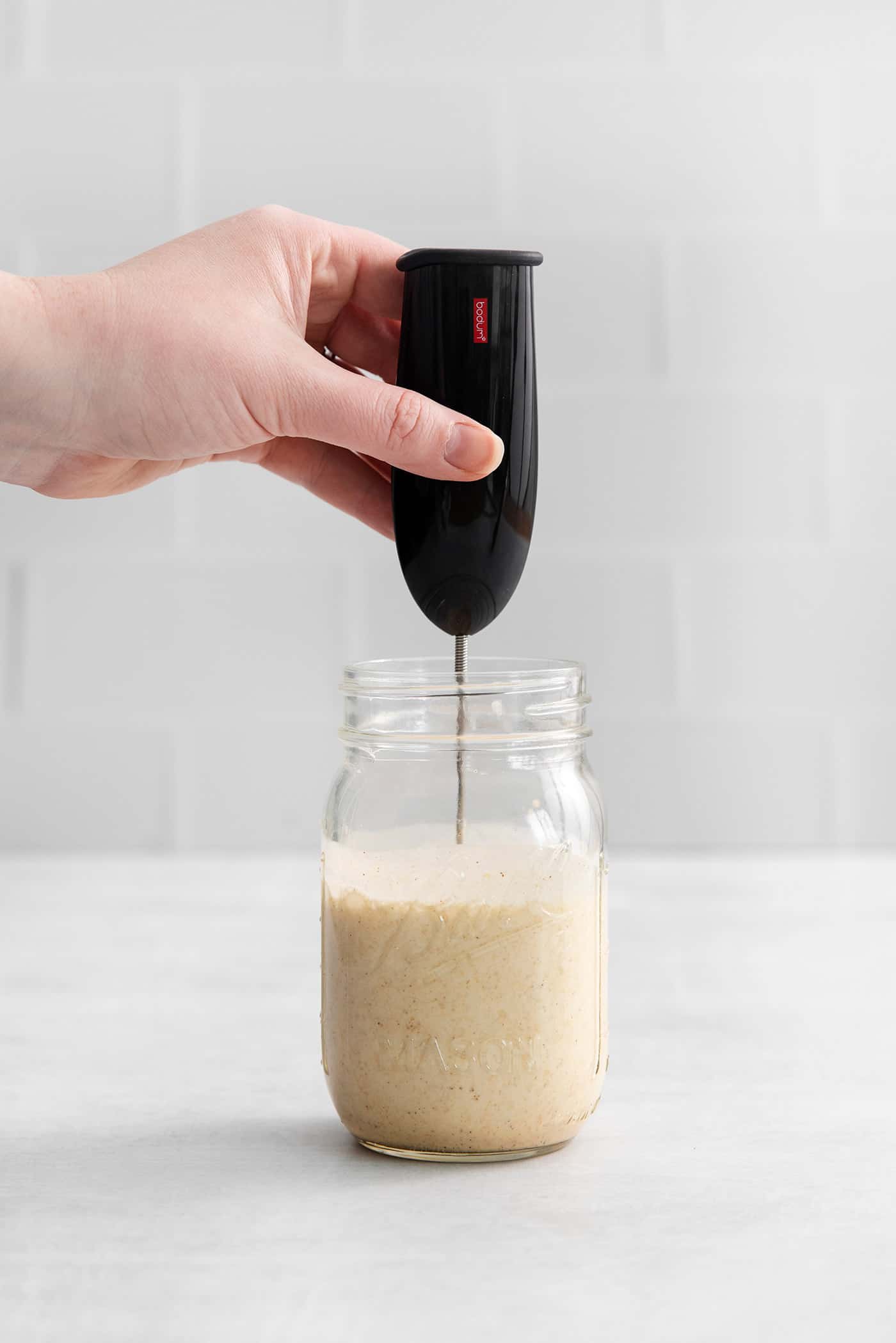 using a frother to make pumpkin cold foam