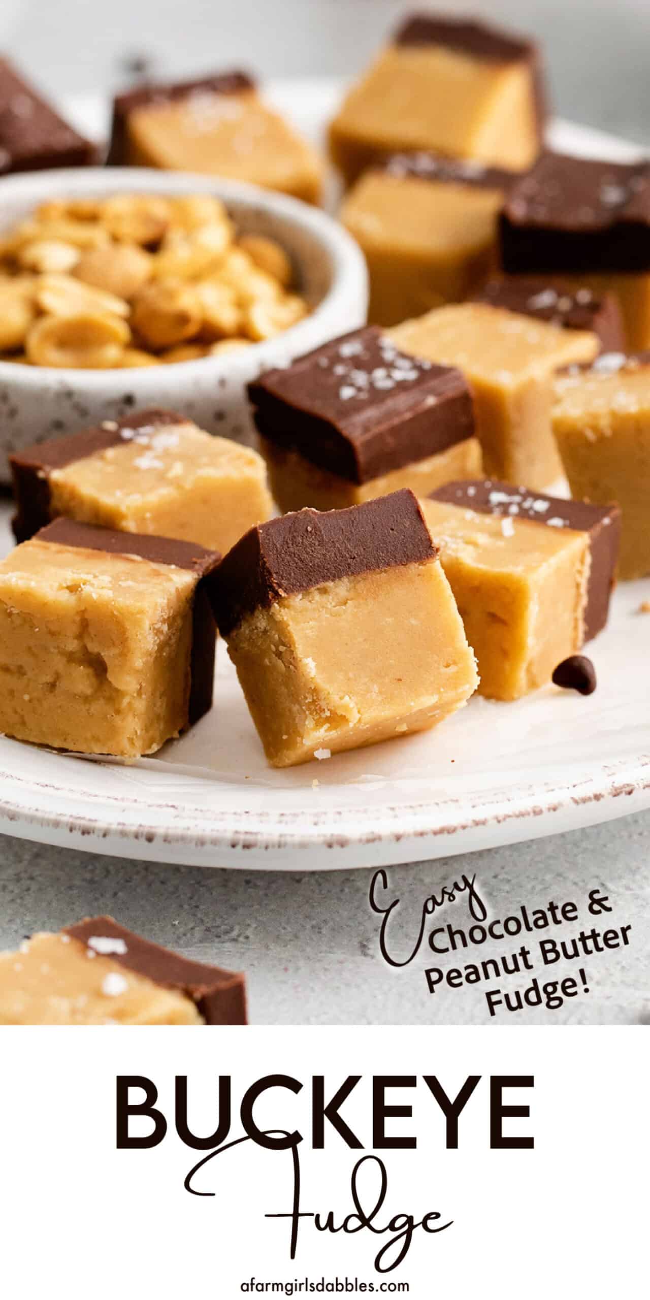 Pinterest image for buckeye fudge