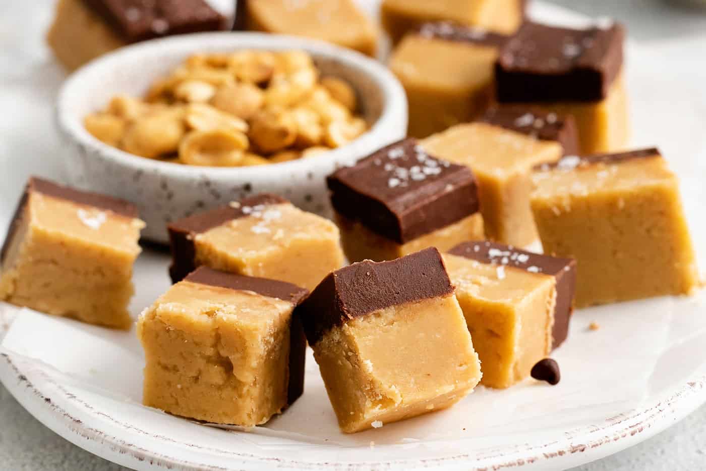 Buckeye fudge on a white plate