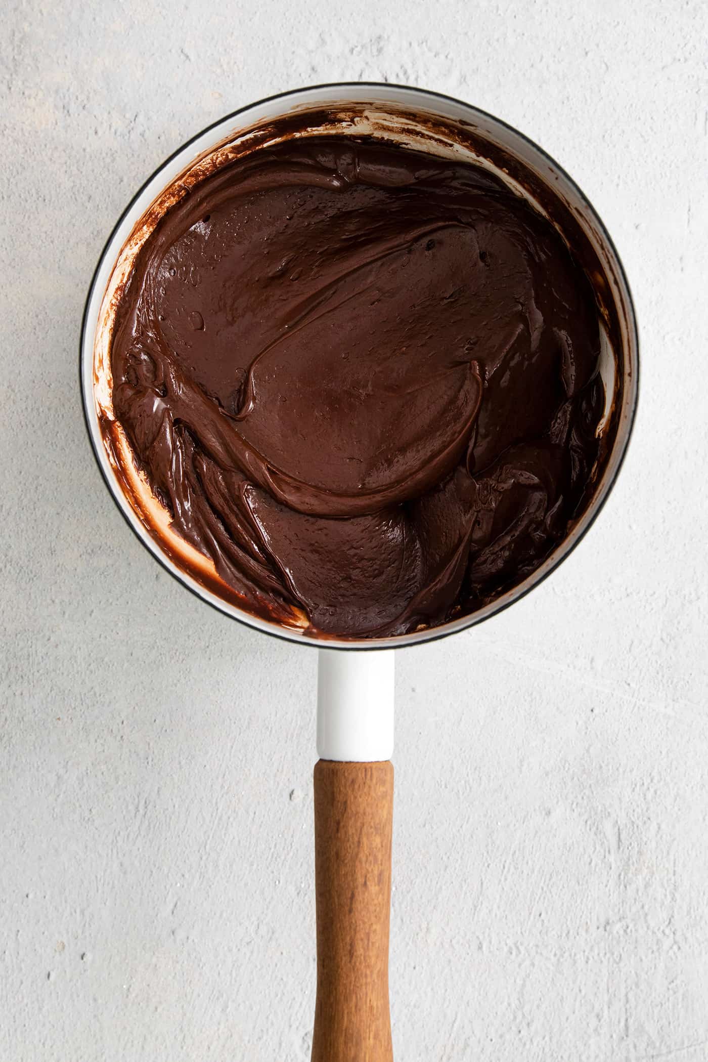 Melted chocolate in a saucepan