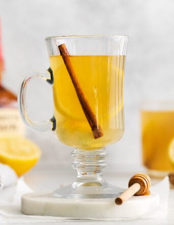 Hot toddy in a glass mug