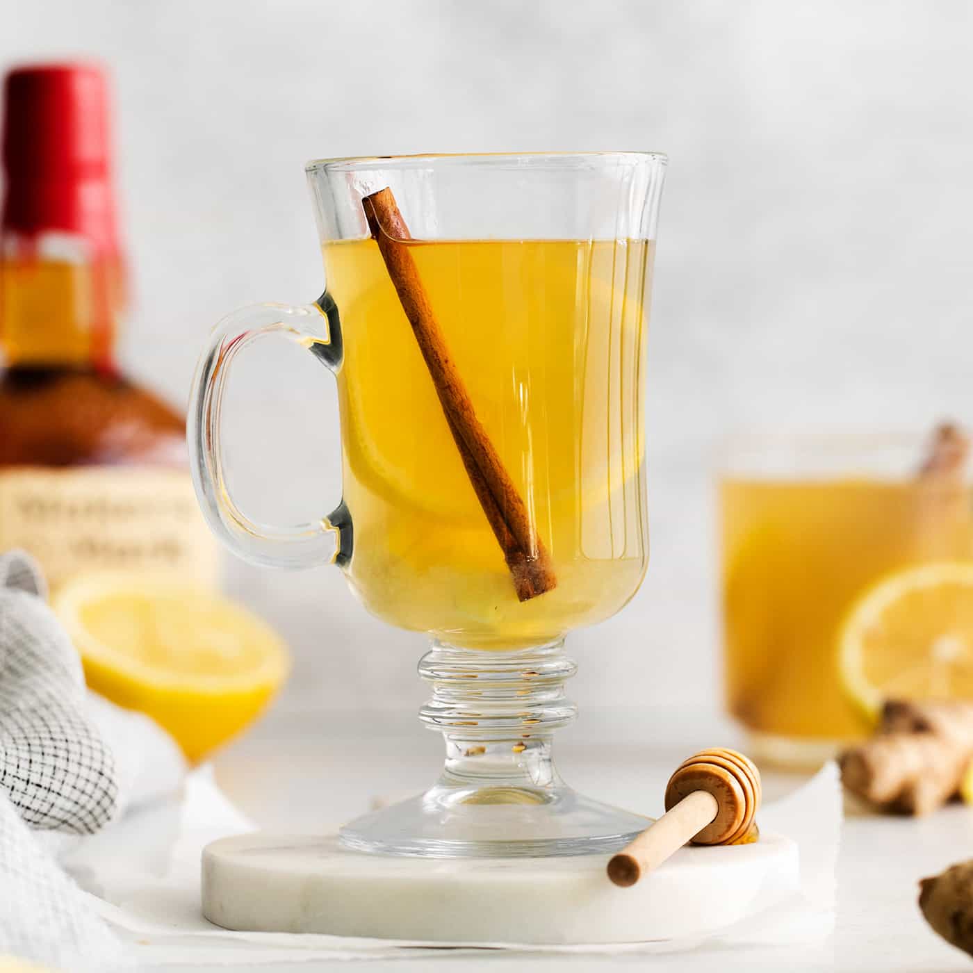 Hot toddy in a glass mug