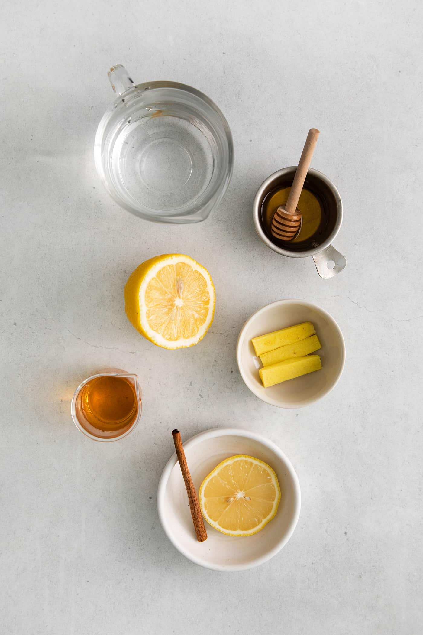 Overhead view of hot toddy ingredients