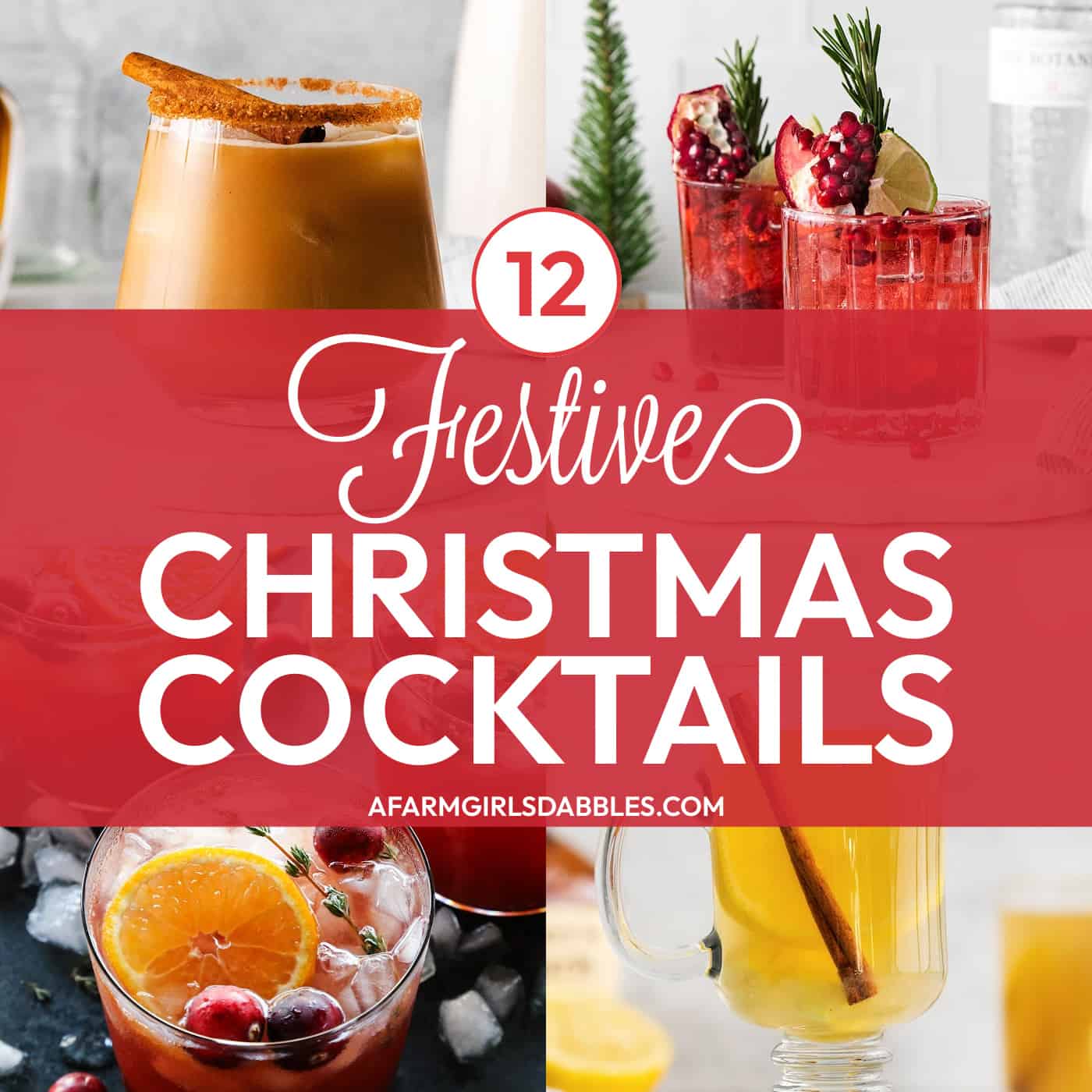 collage of festive Christmas cocktails