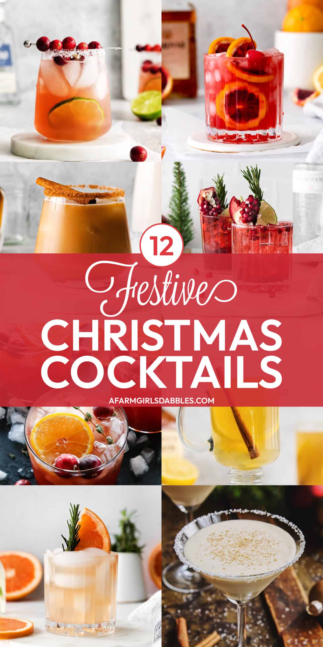 Pinterest image for 12 festive Christmas cocktails