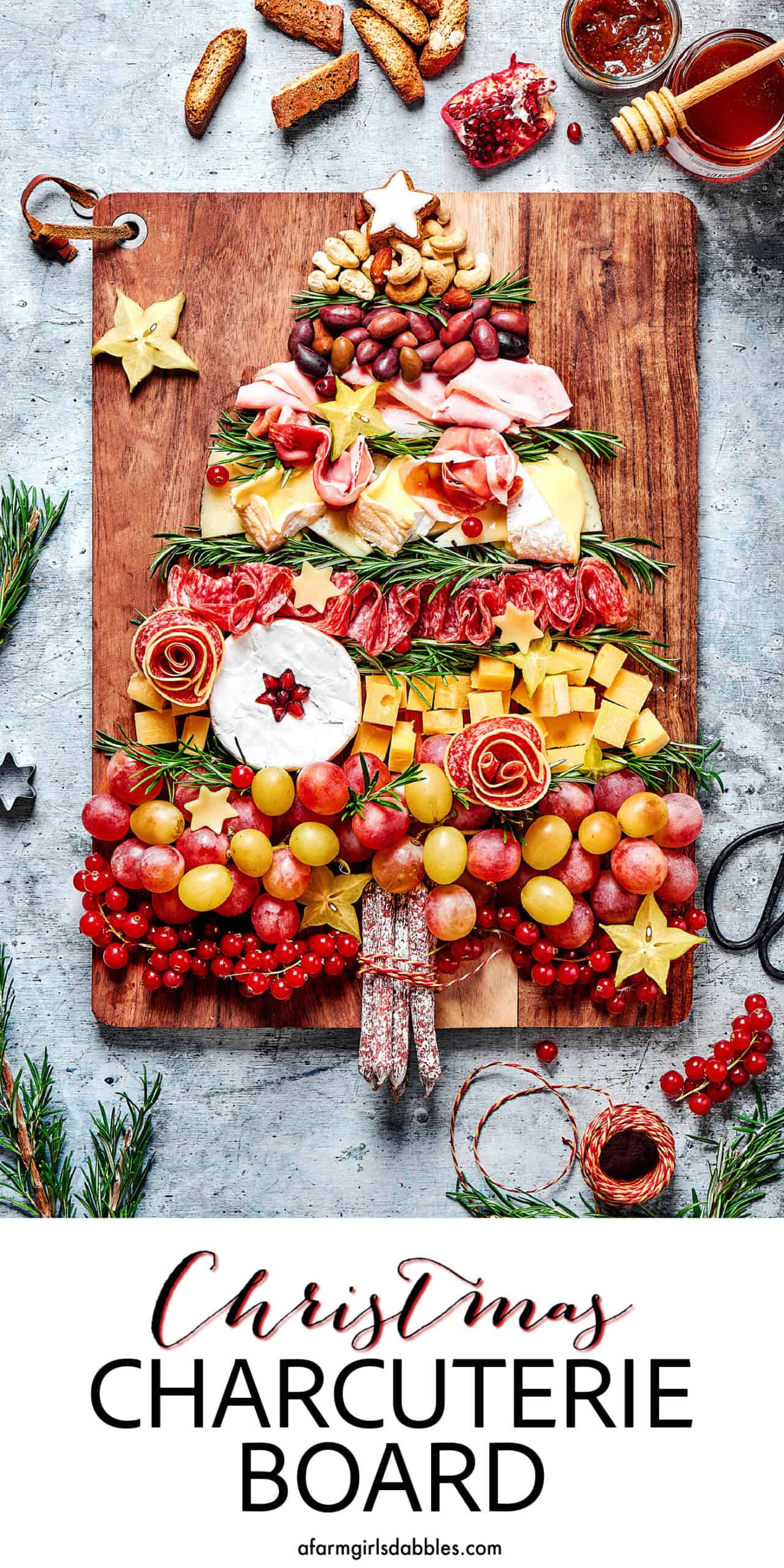 Pinterest image for Christmas charcuterie board