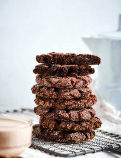 a tall stack of espresso cookies