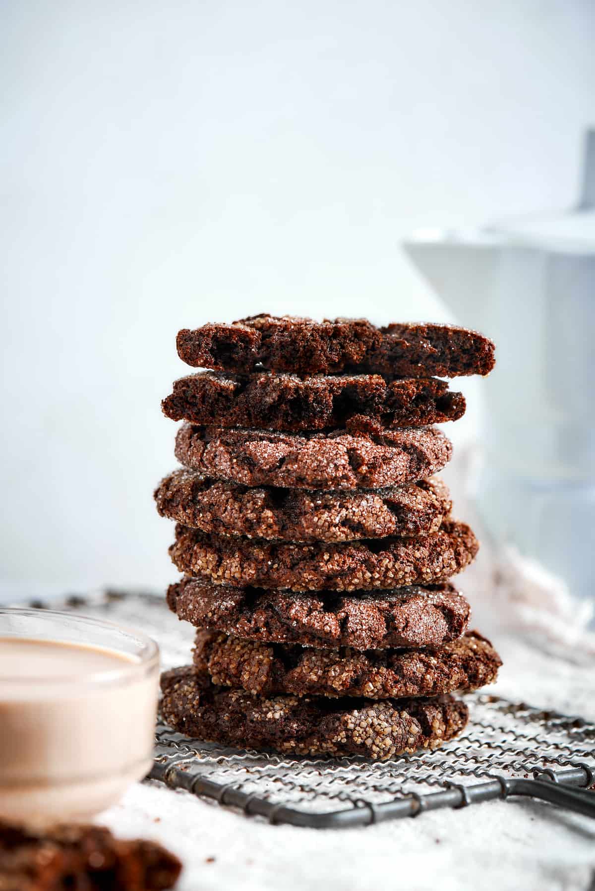a tall stack of espresso cookies