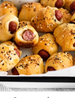 Pinterest image for everything bagel pigs in a blanket