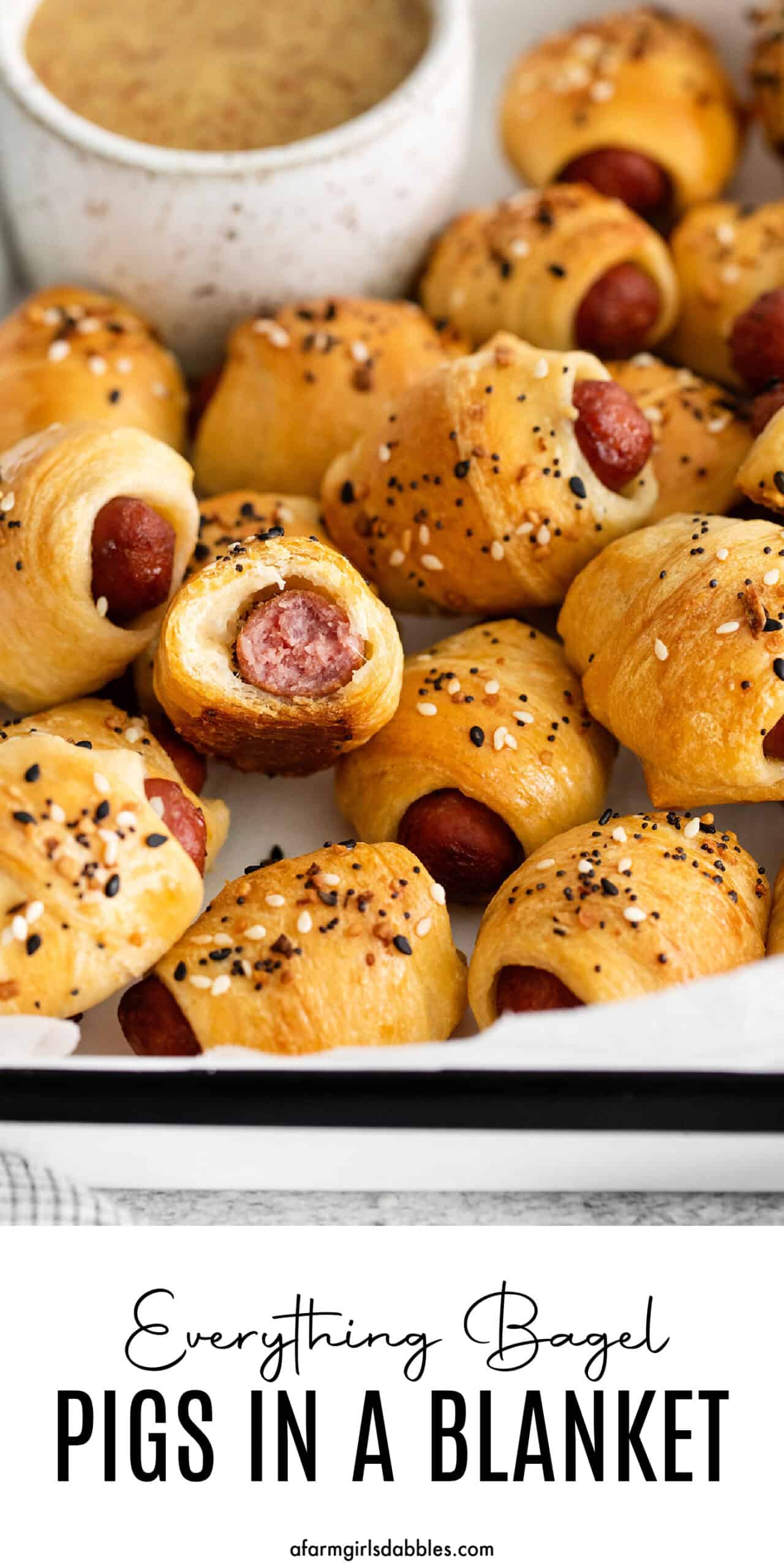 Pinterest image for everything bagel pigs in a blanket