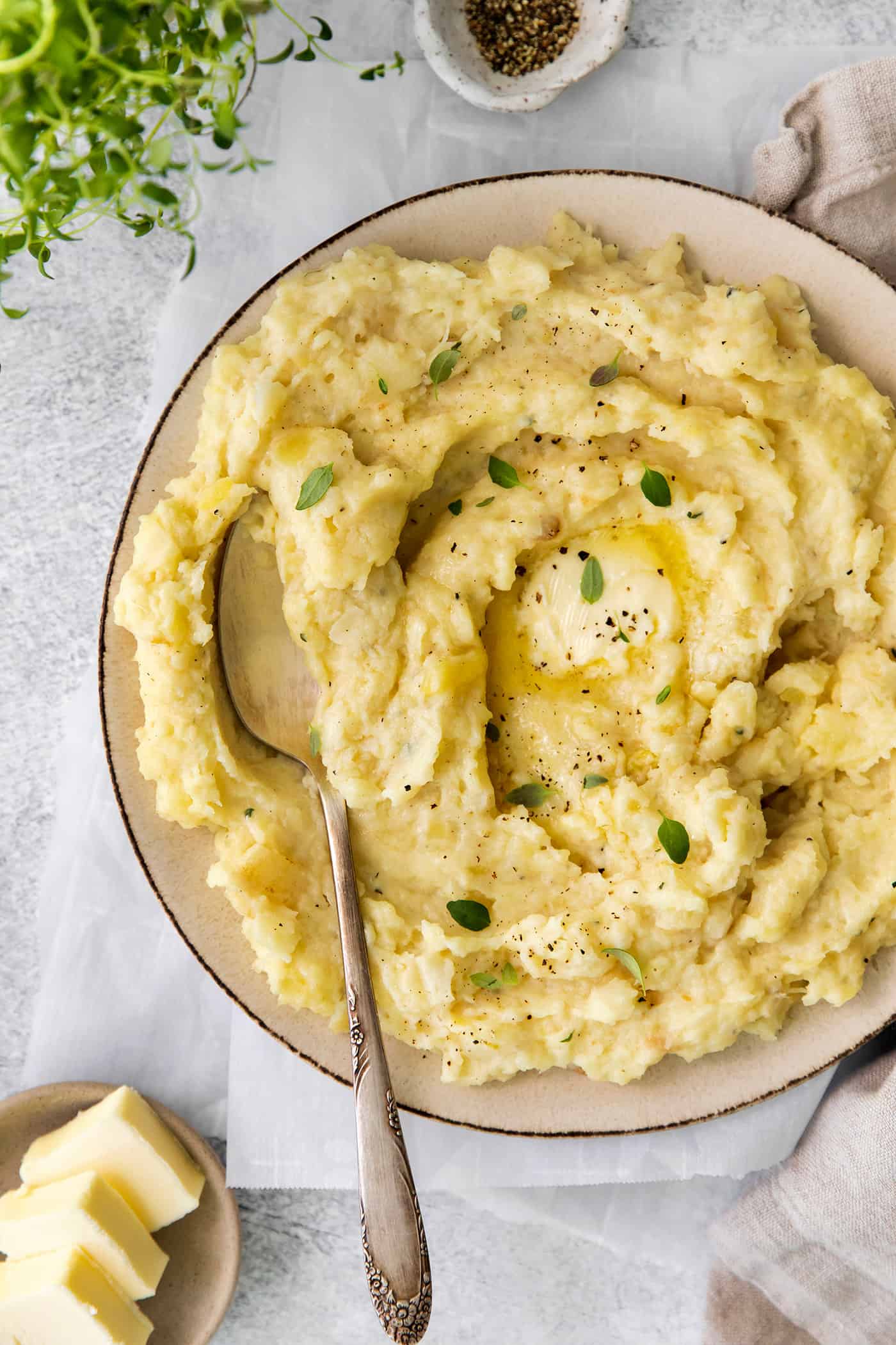 A plate of parsnip puree with butter