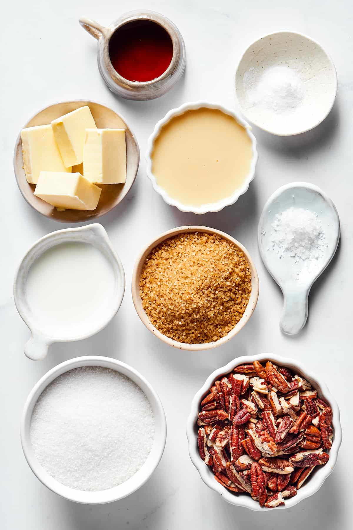 Homemade pecan praline ingredients