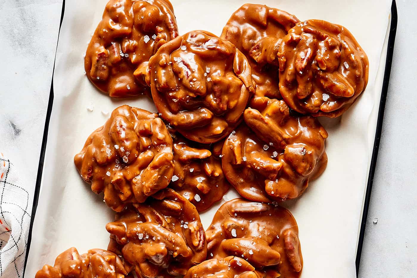 pecan pralines candy on a tray