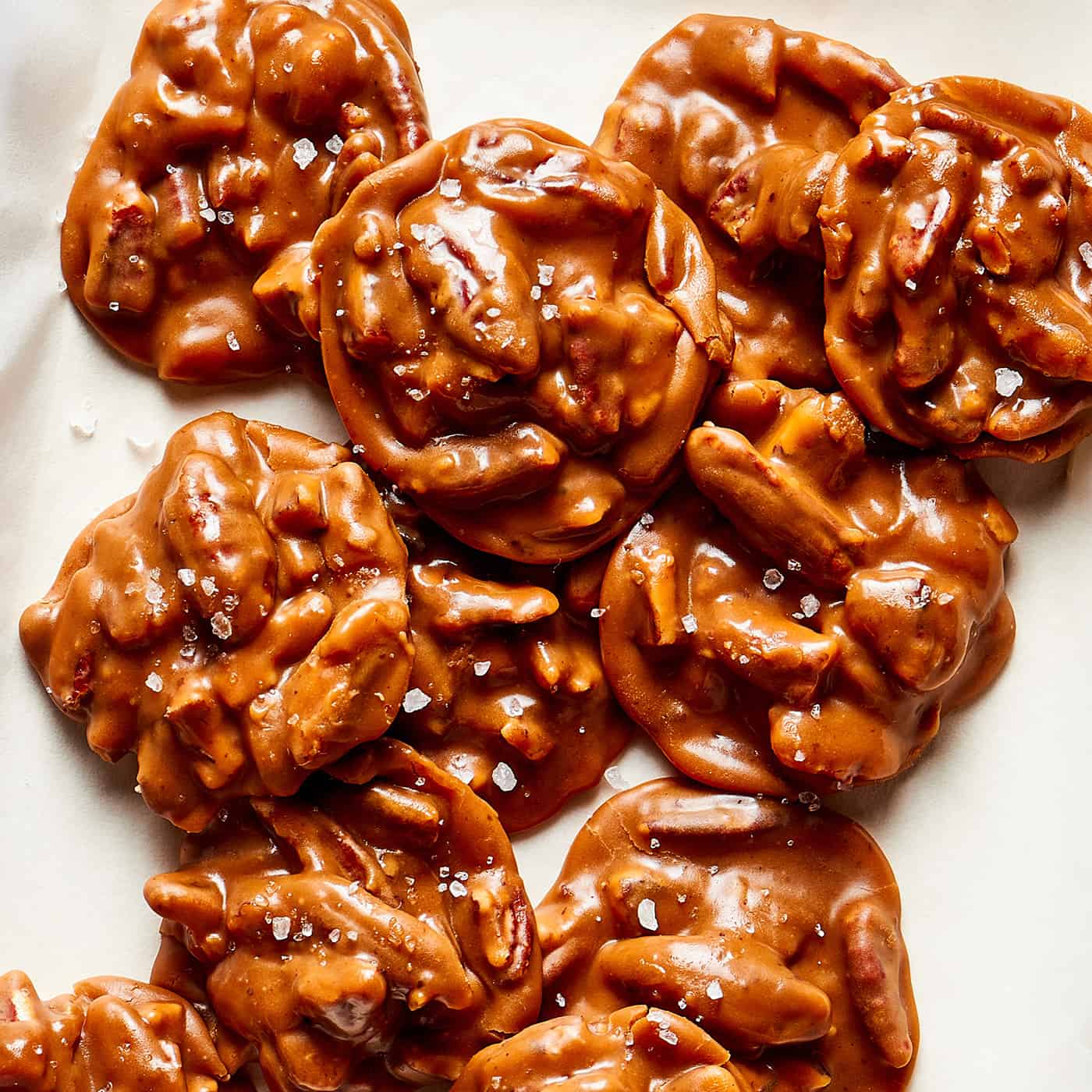 overhead view of pecan pralines