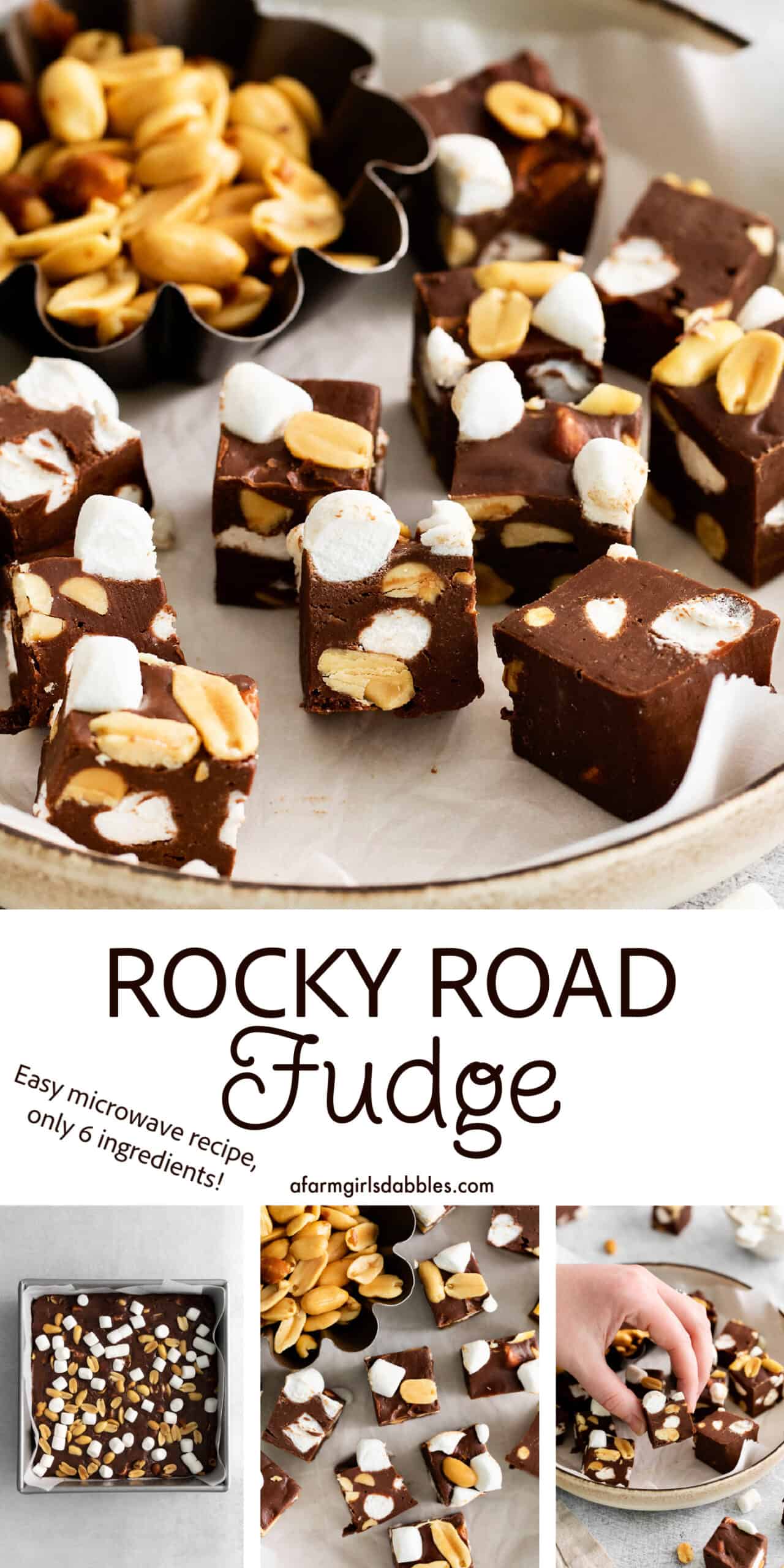 Pinterest image for rocky road fudge