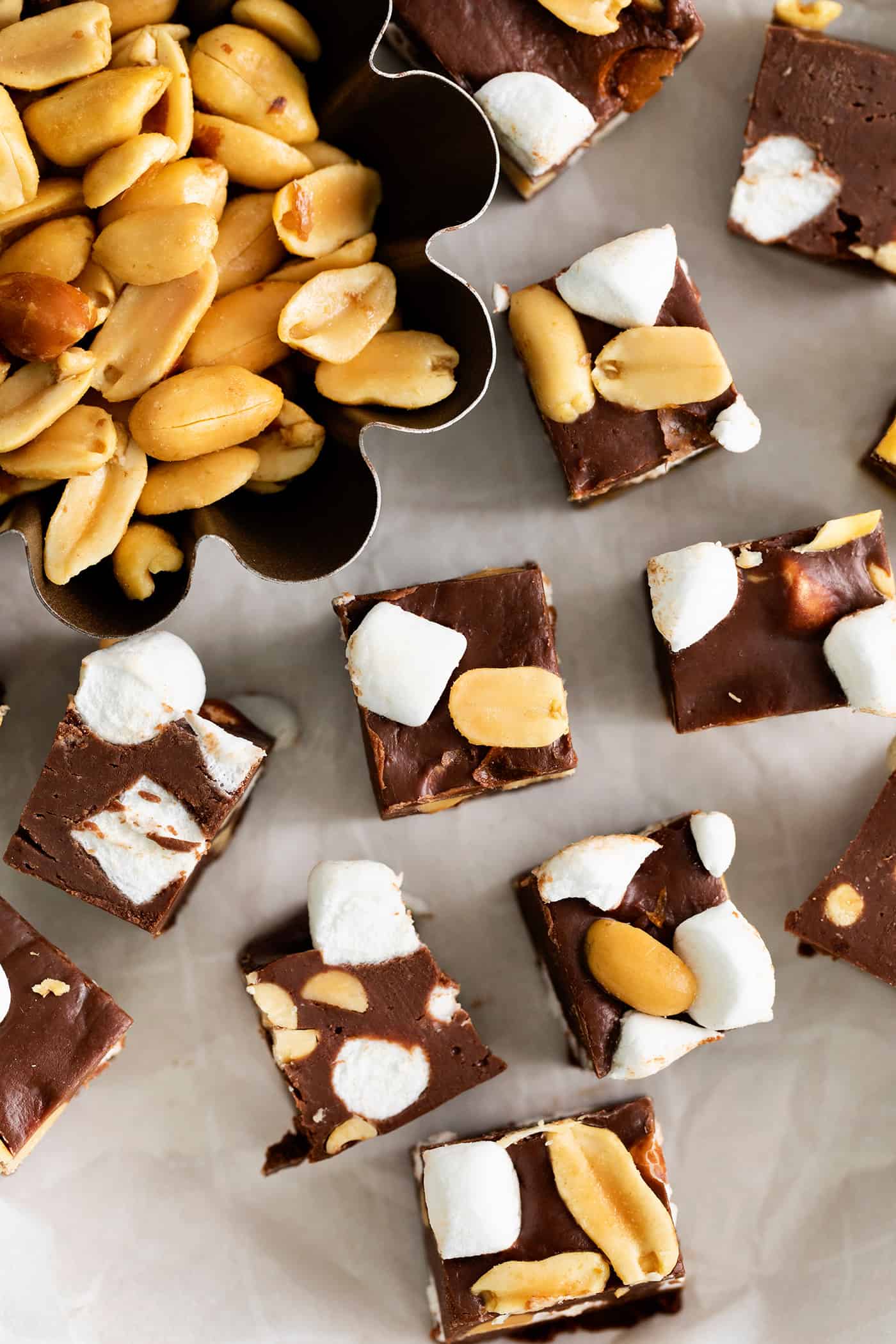 pieces of rocky road fudge