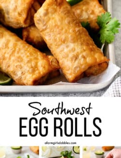 Pinterest image for southwest egg rolls
