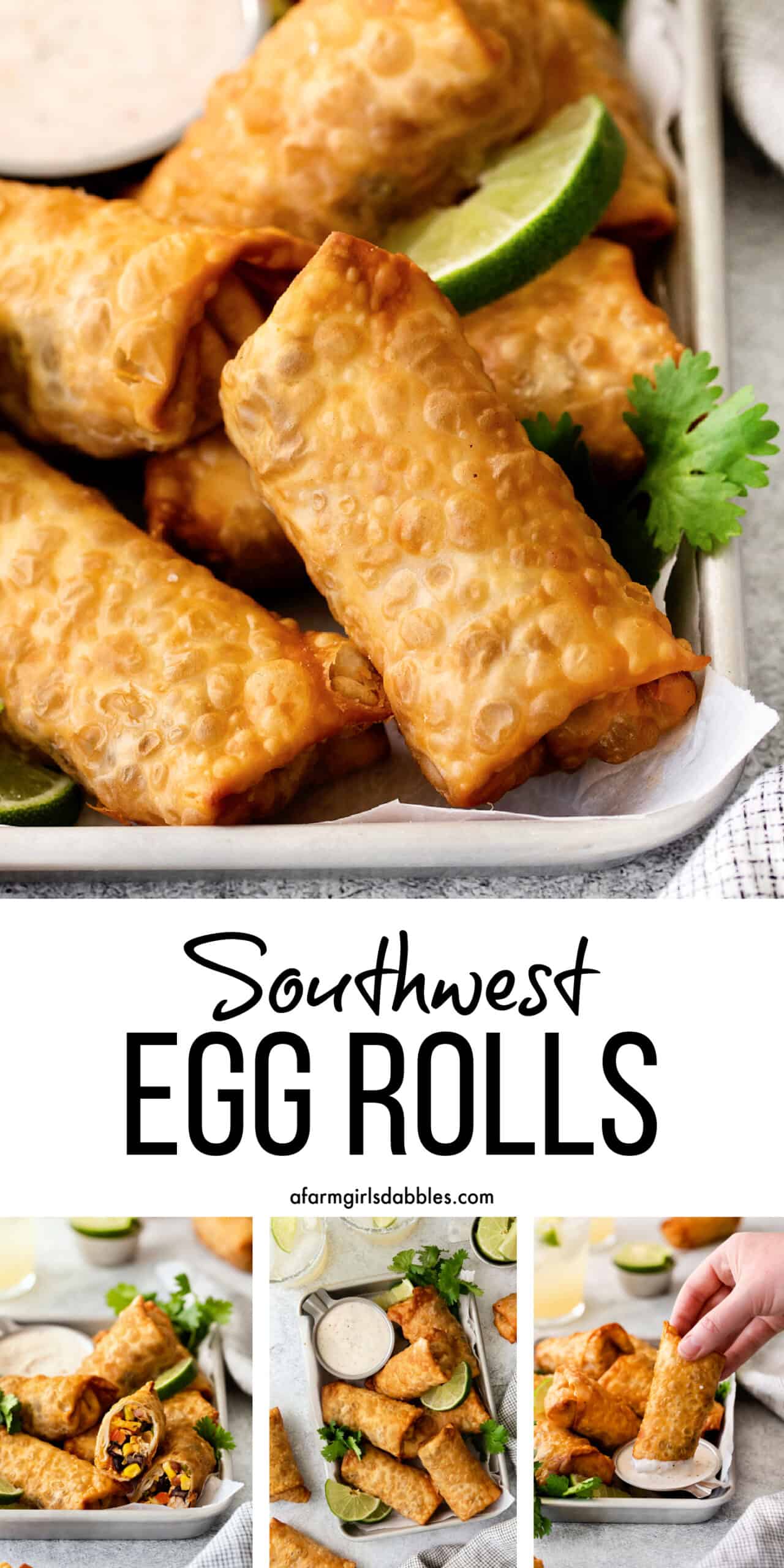 Pinterest image for southwest egg rolls