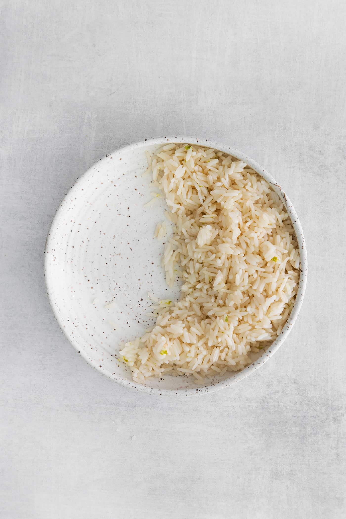 Rice in half of a bowl