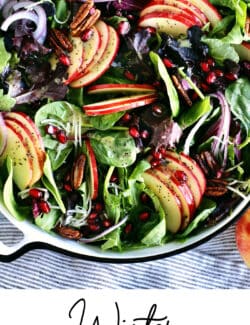 Pinterest image for winter apple salad with candied pecans