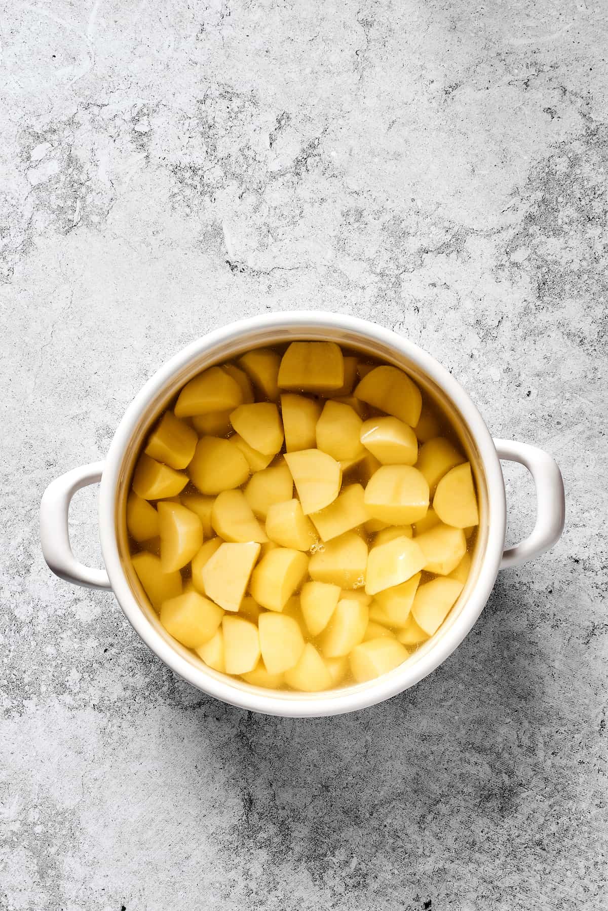 Chunks of potatoes in a pot