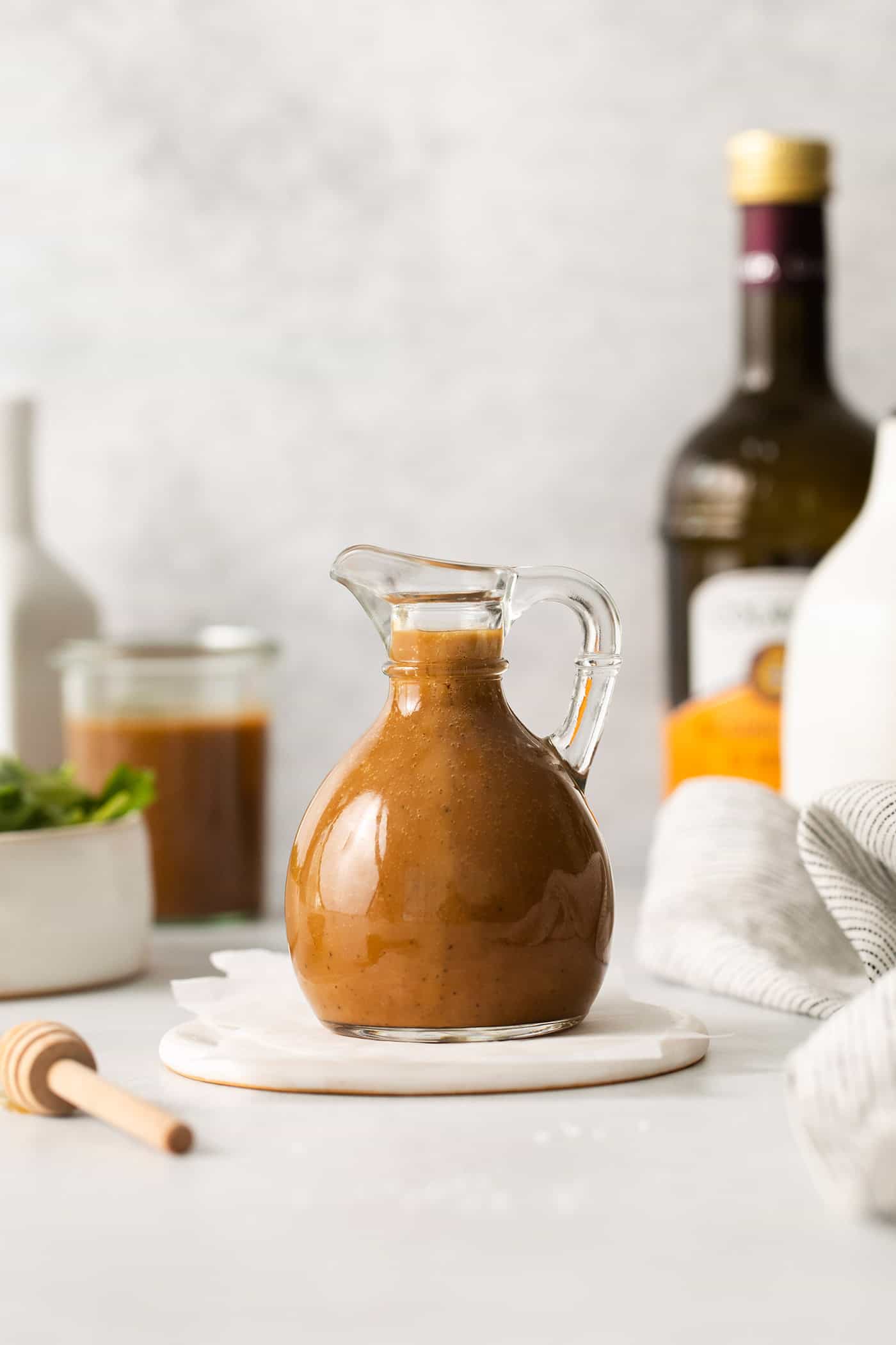 a jar of balsamic vinaigrette