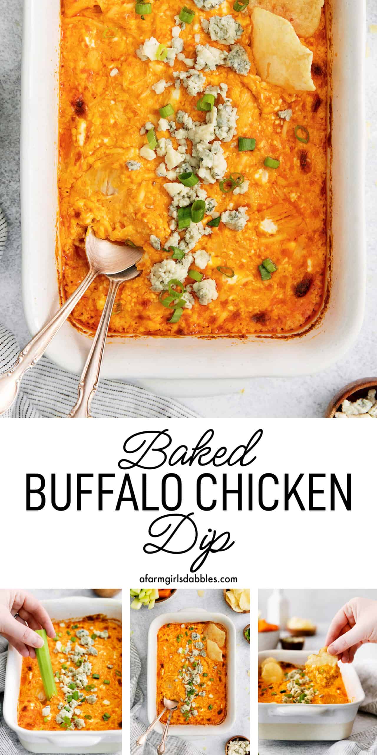 Pinterest image for buffalo chicken dip