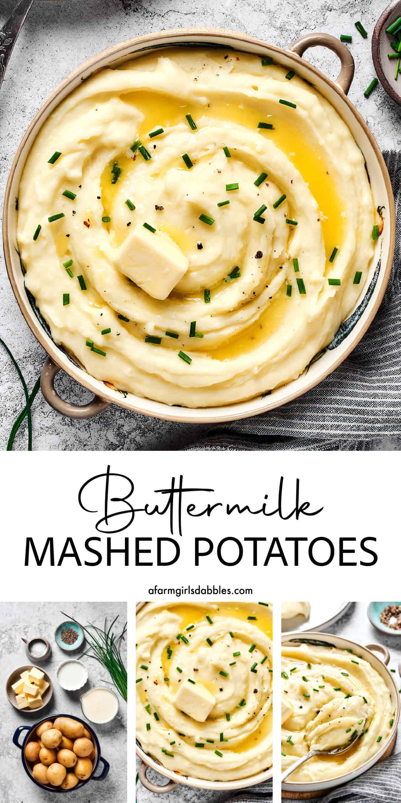 Pinterest image for buttermilk mashed potatoes