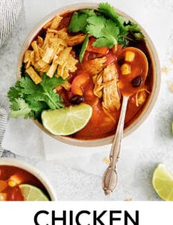 Pinterest image for chicken tortilla soup