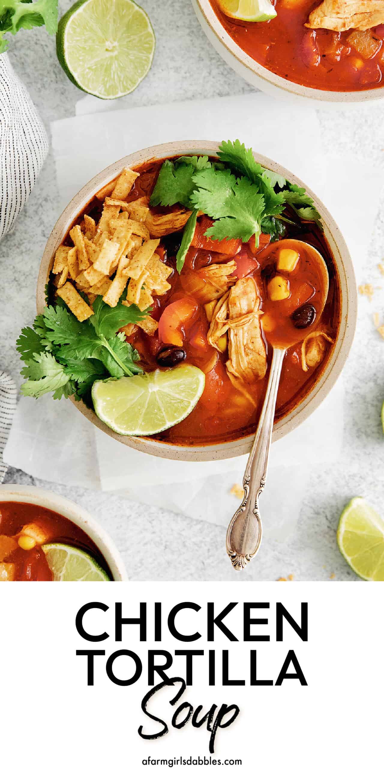 Pinterest image for chicken tortilla soup