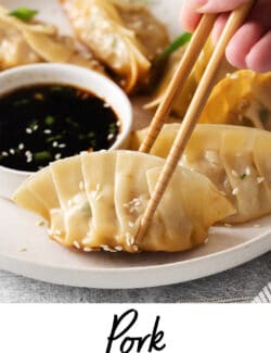 Pinterest image for pork potstickers