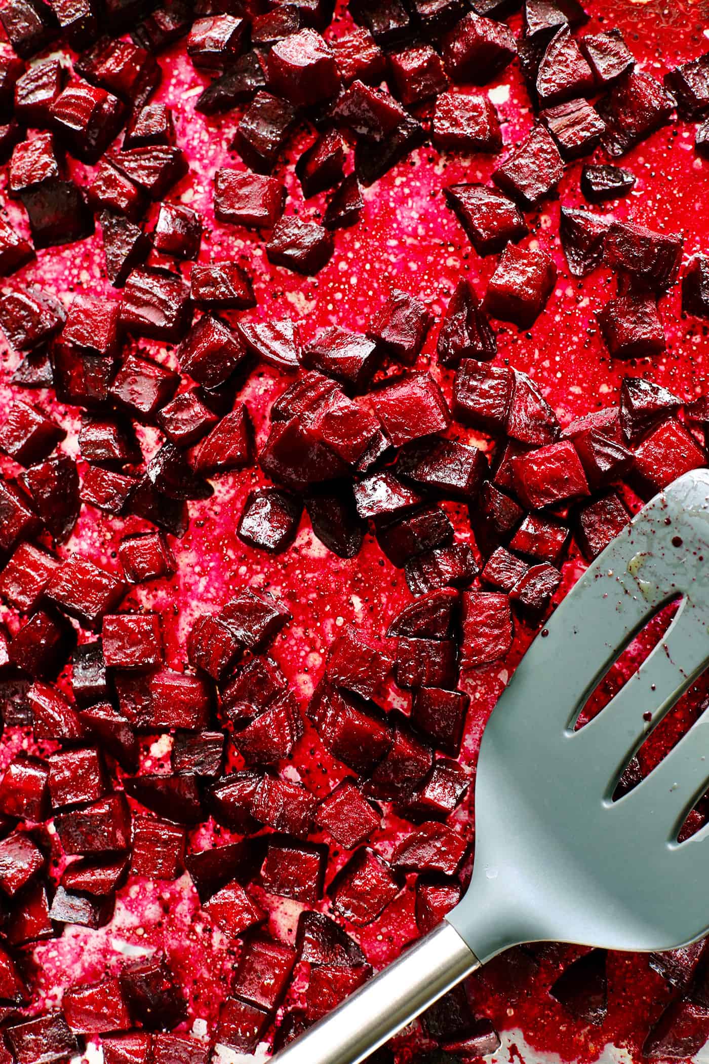 roasted beets on a pan