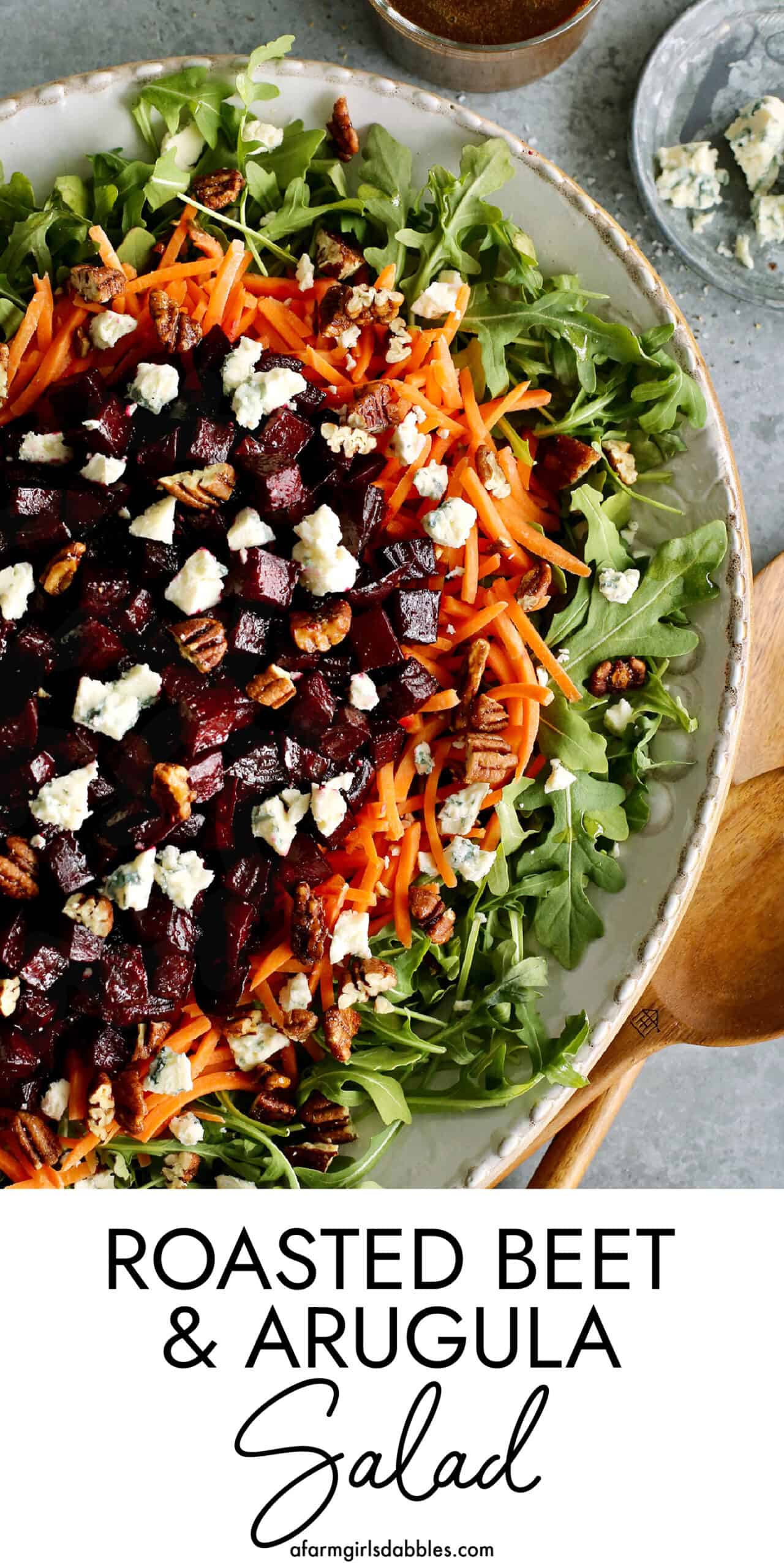 Pinterest image for roasted beet & arugula salad