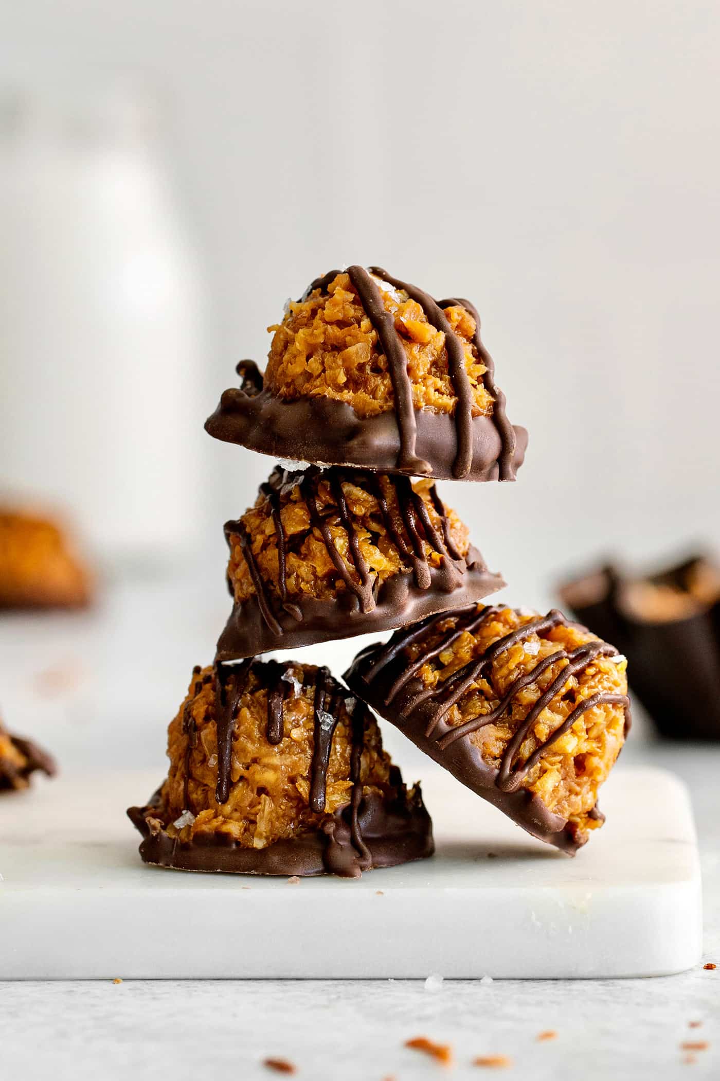 A stack of dulce de leche macaroons