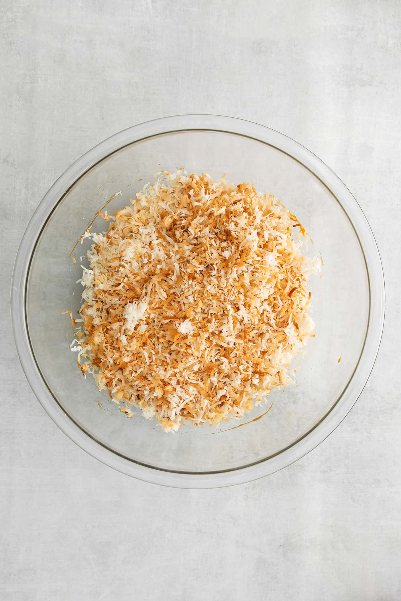 Toasted coconut in a bowl