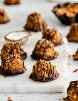 Dulce de leche macaroons on a cutting board