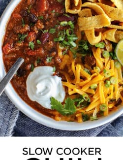 Pinterest image for slow cooker chili