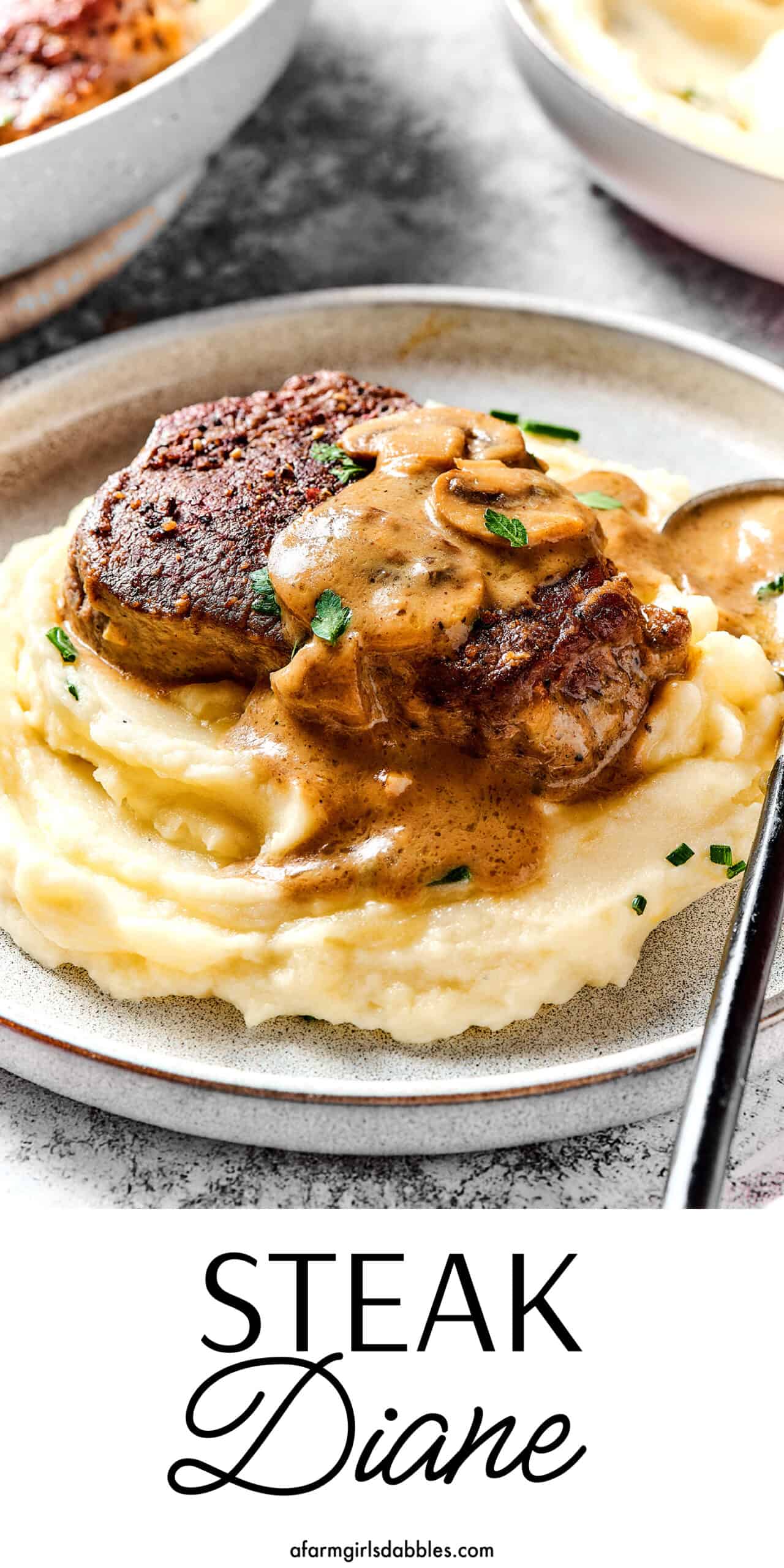 Pinterest image for Steak Diane