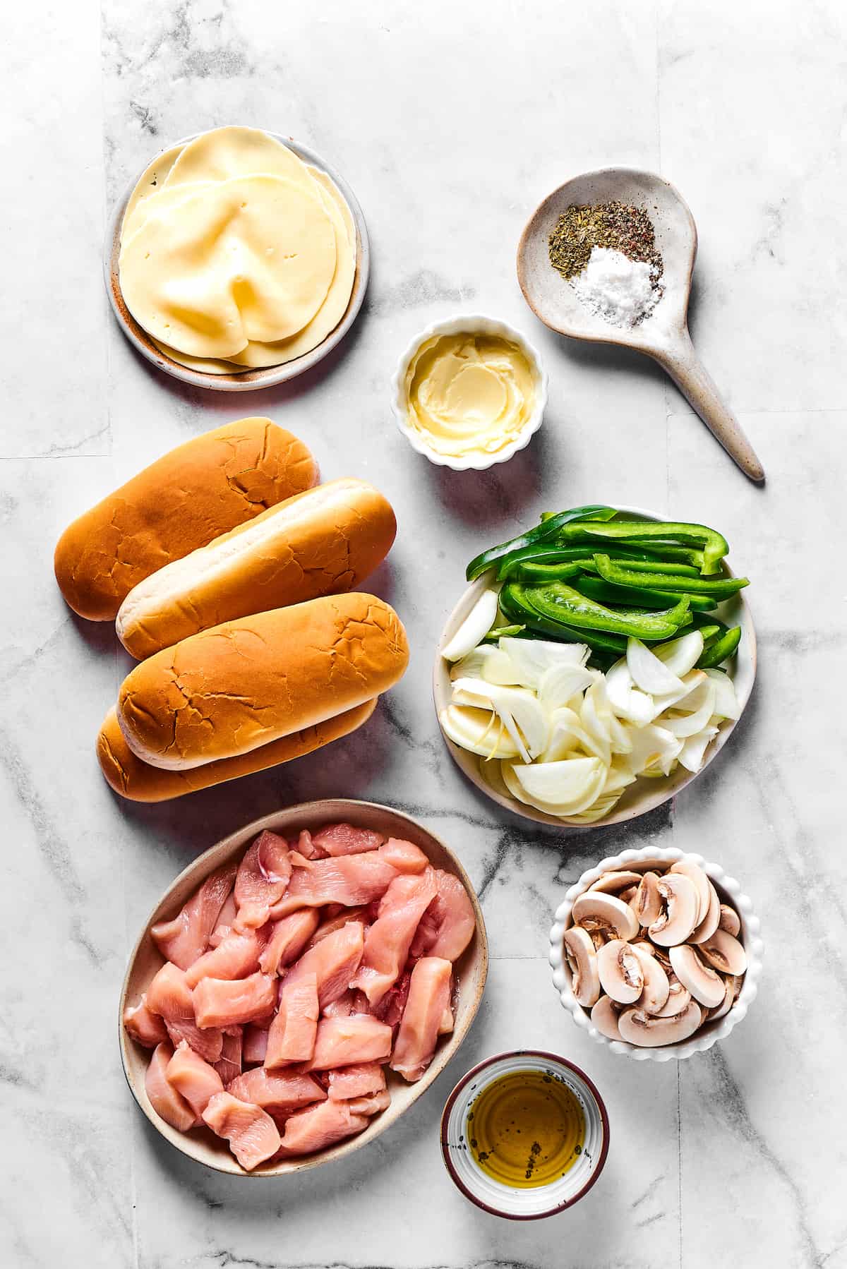 Chicken cheesesteak sandwich ingredients